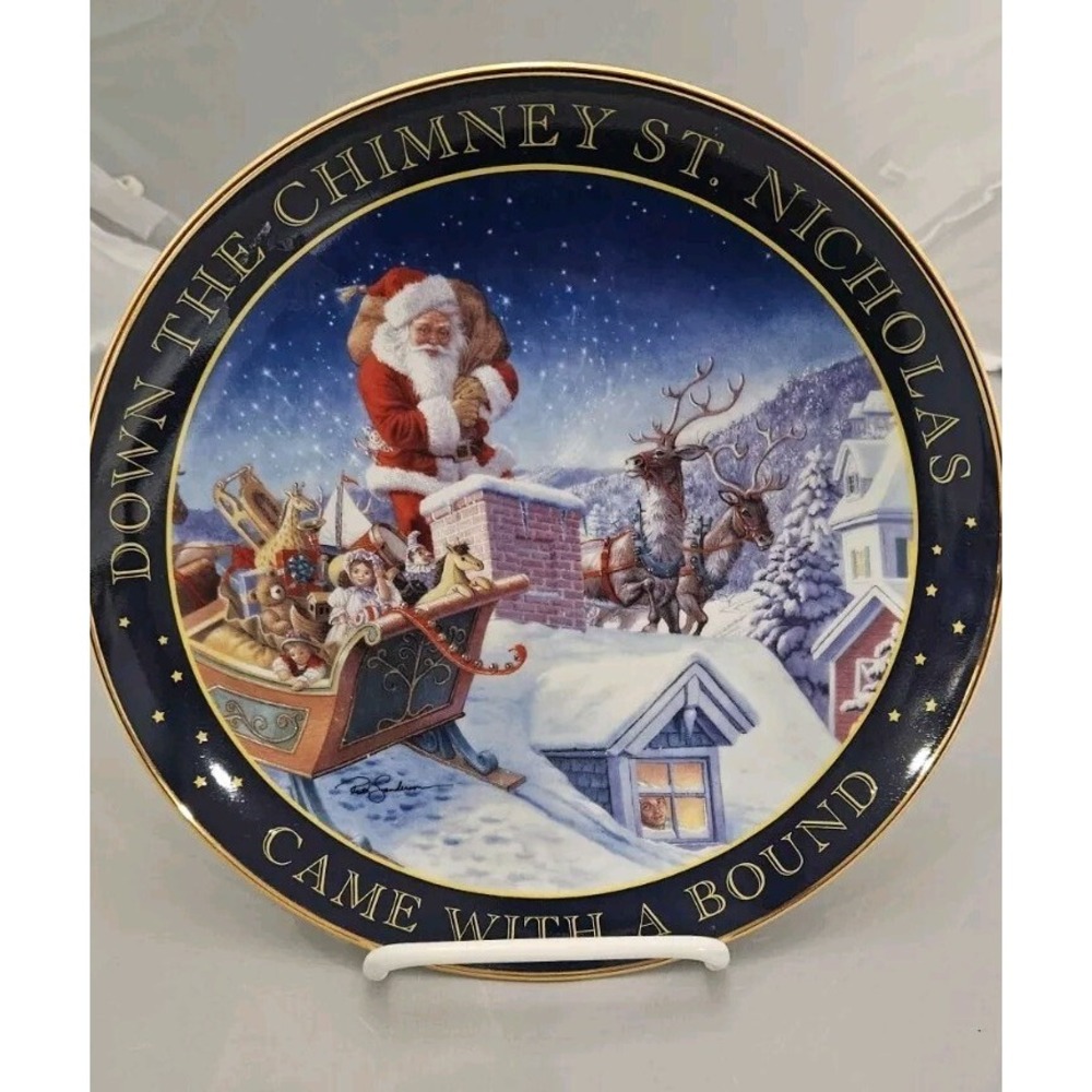 The Franklin Mint "Down the Chimney", Limited Edition, Artist Ruth Sanderson